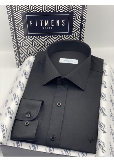 Slim Fit Uzun Kol Saten Hediye Kutulu Kolay Ütülenebilir Erkek Gömlek Fs-002968 - Siyah-2066
