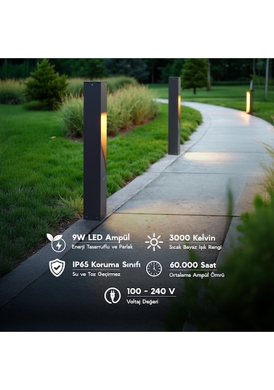 Luzerra 75 Cm Alüminyum Bahçe Aydınlatması Bollard Gu10 Duylu Modern Yürüyüş Yolu Lambası, 3000k Işık Uyumluluğu, Elektrostatik Toz Boyalı Dış Mekan Aydınlatma Direği Sku: Smgstke2e5dac56b