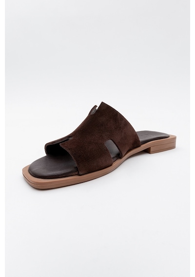 Luvishoes Luvi Shoes Jez Kahverengi Süet Hakiki Deri Kadın Terlik Kahverengi