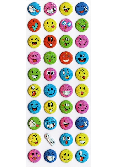 Sticker Kabartmalı Sticker Defter Planlayıcı Etiket Cb355 16x7 Cm- Renkli Komik Emojiler Çok Renkli
