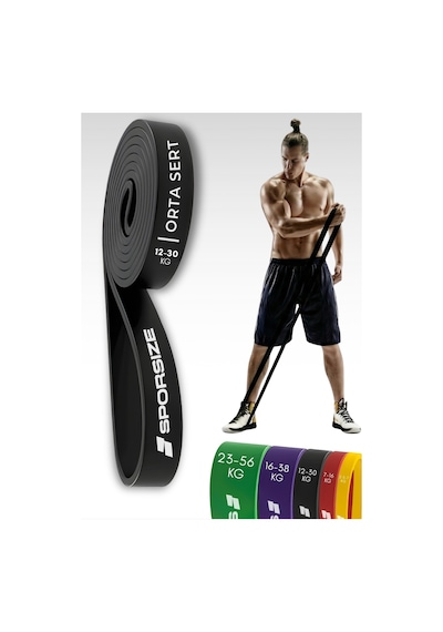 30 + 38 Kg Power Loop Direnç Bandı Kas Geliştirme Fitness Crossfit Barfiks Lastiği Siyah