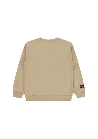 Silversun Kids Silversun Basic Etiket Armalı 8-13 Yaş Sweatshirt - Bej