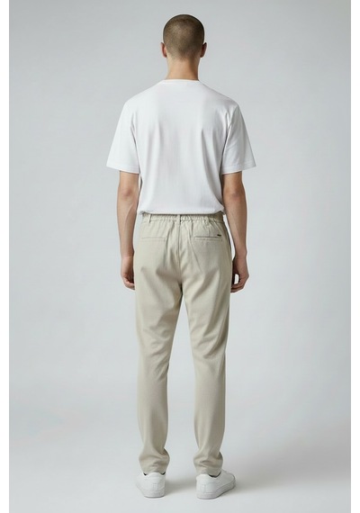 Little Cup Jeans Co Erkek Bej Baggy Fit Rahat Kalıp Beli Lastikli Pantolon