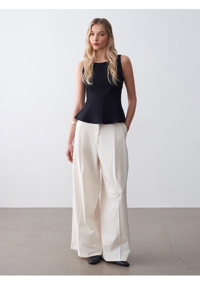 Dilvin 50544 Korse Peplum Bluz-siyah