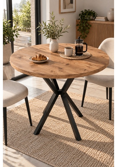 Sulorahome Yuvarlak Mutfak Masası Atlantik Kahverengi 90 Cm Atlantik - Çam
