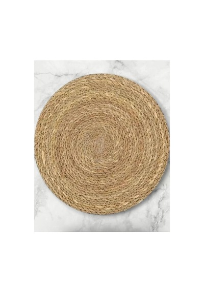 2 Adet Hasır Yuvarlak Amerikan Servis Tabak Tava Tencere Altlığı - Nihale Runner Supla Altlık 35 Cm 2 Açık Bej
