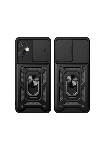 Jenerik İnfinix Hot 30 4g Kılıf Pars Lens Yüzüklü Silikon - Gümüş