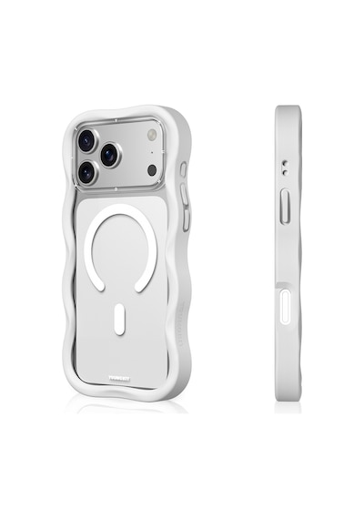 Apple Uyumlu iPhone 17 Pro Max  Kılıf M-safe Şarj Özellikli Youngkit Wave Clear Serisi Kapak Beyaz Beyaz