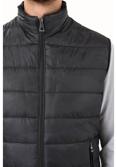 Ysf Erkek Siyah Regular Fit Desenli Yelek