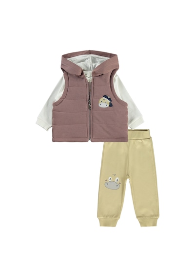 Civil Baby Dino Baskılı 3'lü 6-18 Ay Takım - Kahverengi