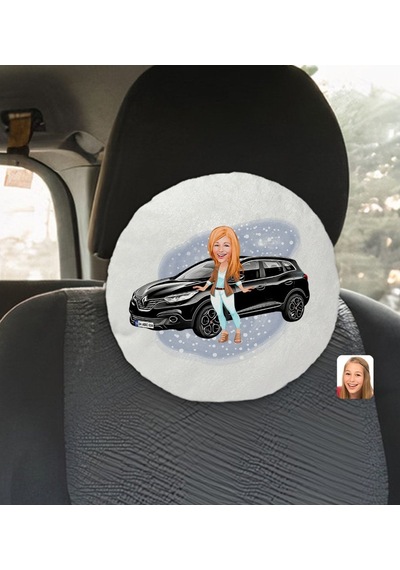 Kişiye Özel Plakalı Kadın Renault Kadjar Karikatürlü Yuvarlak Ara (503989096)