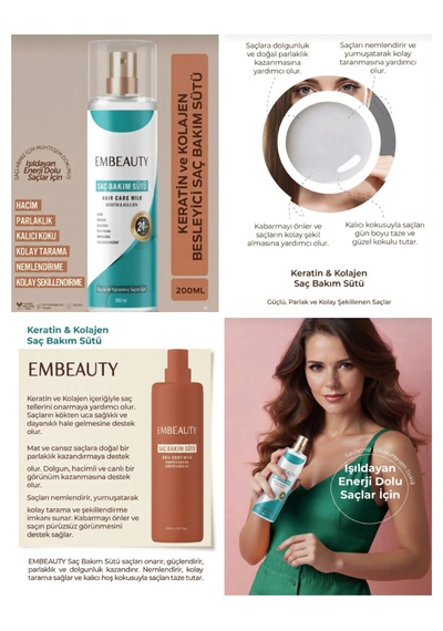 Embeuty Besleyici Keratin Kolajen Saç Bakım Sütü 200 Ml