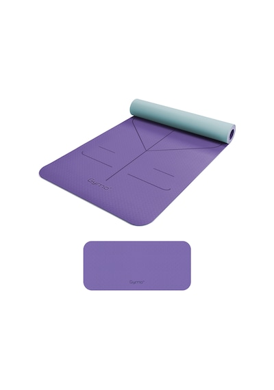 Gymo Hizalamalı 6mm Tpe Yoga Matı Pilates Minderi Diz Dirsek Koruyucu Matlı Set Lila Nane Yeşili