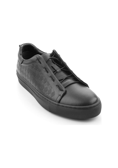 Siyah Hakiki Deri Erkek Sneaker E01535125703 Siyah
