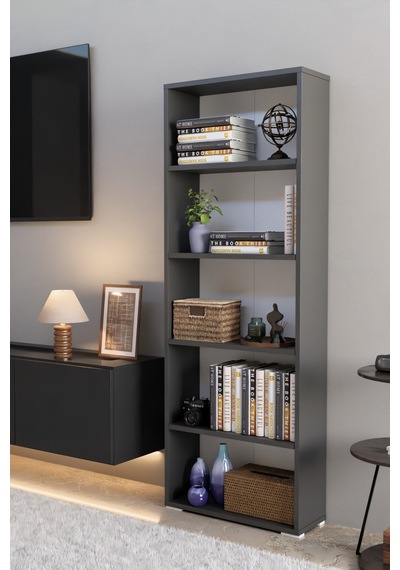 Atlas 150 Cm Dekoratif 5 Raflı Kitaplık Çok Amaçlı Raf Mutfak Rafı Kitaplık Antrasit Gri Atlas 150 Cm Dekoratif 5 Raflı Kitaplık Çok Amaçlı Raf Mutfak Rafı Kitaplık Antrasit Gri
