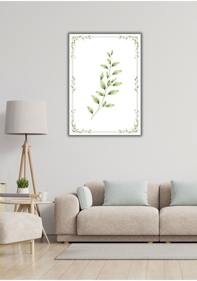 İllüstratif Dekoratif Çerçeve, Yeşil Yaprak Desenli, Modern Tasarım