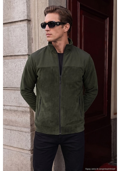 Buratti Regular Fit Garnili Dik Yaka Sıcak Tutan Polar Mont Erkek Polar Mont 59060443 Haki