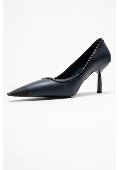 Luvishoes Luvi Shoes Rona Lacivert Cilt Mat Burunlu Kadın Topuklu Ayakkabı Lacivert