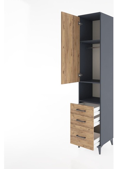 Hyperion Dolap 3 Raflı 3 Çekmeceli Tek Askılı 44x44x221 Antra... Antrasit