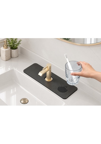 Su Emici Sihirli Lavabo Kenar Matı 38x13cm Antrasit