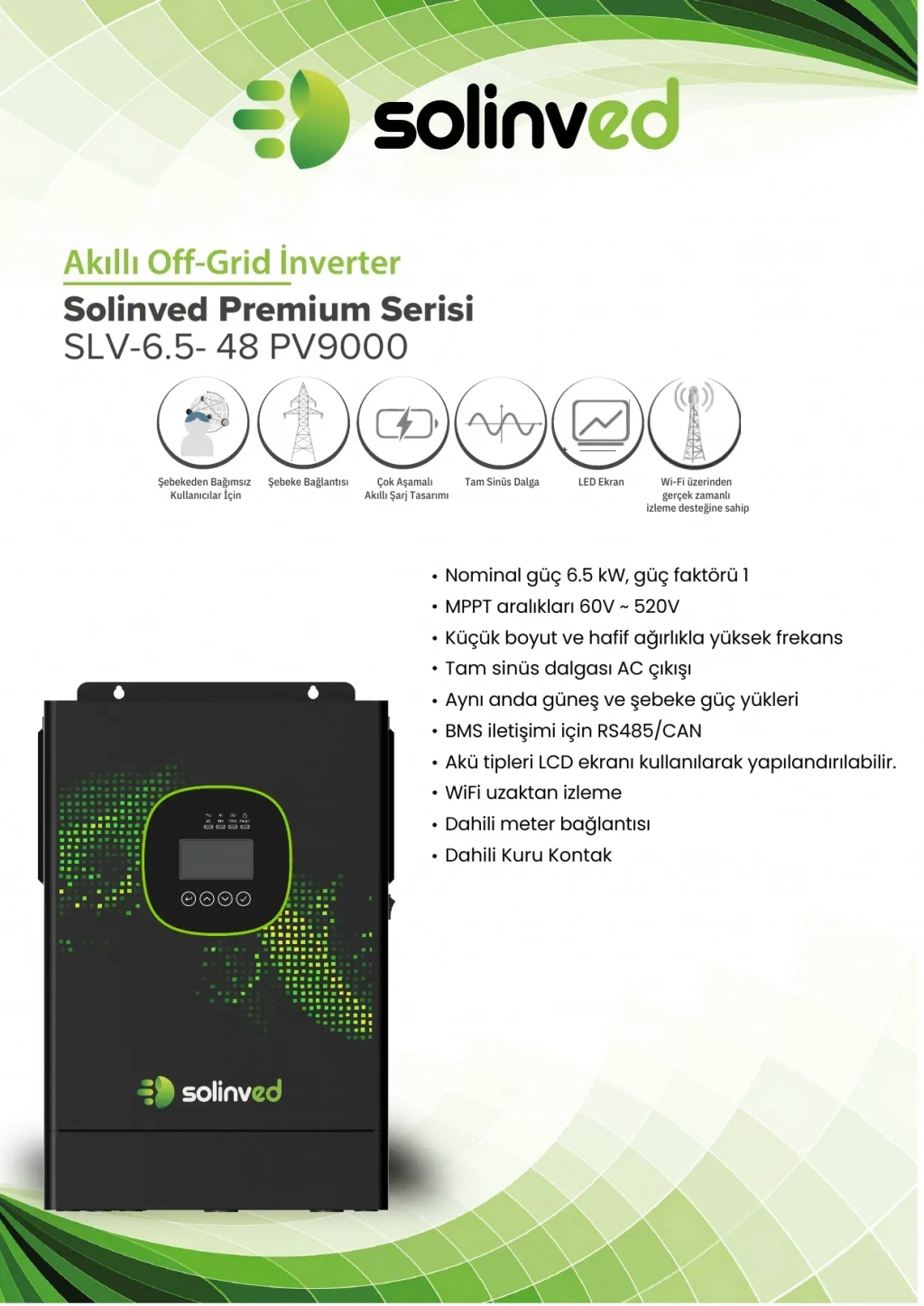 Solinved Gordion 6.5kw Mppt Off Grid Akıllı İnverter 48v - Slv-6.5-48