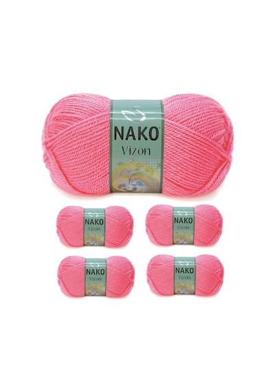 5 Adet Vizon Premium Akrilik El Örgü İpi Yünü Renk No:236 Gül Pembe