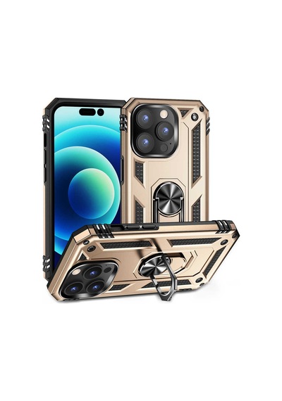 Apple iPhone Uyumlu 14 Pro Max Kılıf Kamera Koruyucu Manyetik Standlı Tank Koruma Pazarplus Siyah