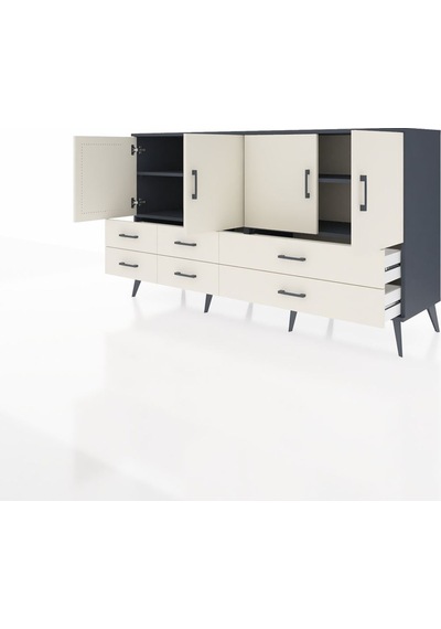 Hyperion Konsol 6 Raflı 6 Çekmeceli 4 Kapaklı 176x44x99 Antrasit- Antrasit-aytaşı Hyperion Konsol 6 Raflı 6 Çekmeceli 4 Kapaklı 176x44x99 Antrasit- Antrasit-aytaşı