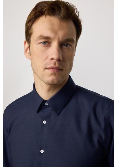 Tudors Slim Fit Non-ıron Ütü Gerektirmez Lacivert Erkek Gömlek-30452-lacivert Lacivert