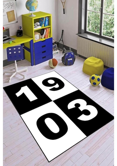 Rugviva Kaymaz Tabanlı Halı Çocuk Kd60, Besiktas, 120 X 180 Çok Renkli