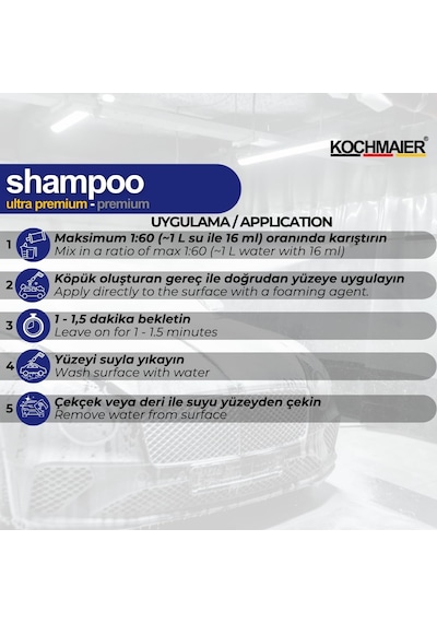 Shampoo Ultra Premium Oto Araç Cilalı Fırçasız Şampuan Temizleyici Kopüklü Snow Foam Yıkama Kon