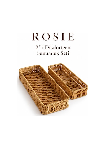 Rosıe 2 Li Dikdörtgen Hasır Görünümlü Sunumluk Karışık