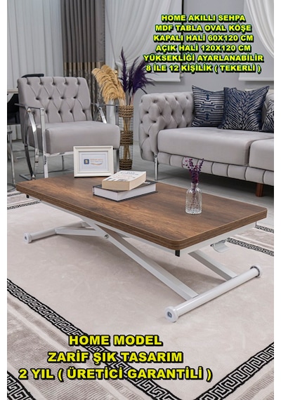 Home Üst Tabla Mdf Barok Ceviz Oval Köşe Alt Beyaz