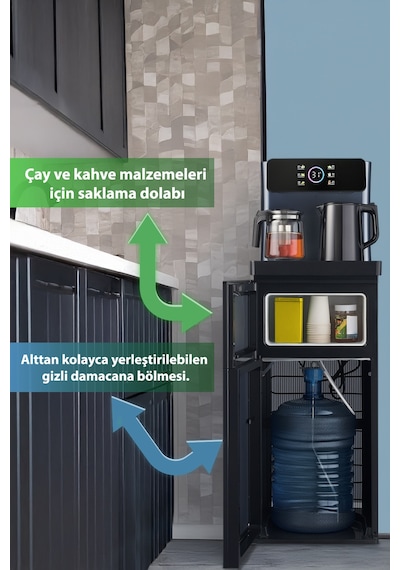 Kiwi KWP-8570 Gizli Damacanalı Dahili Otomatik Çaycılı Sıcak Soğuk Dijital Su Sebili