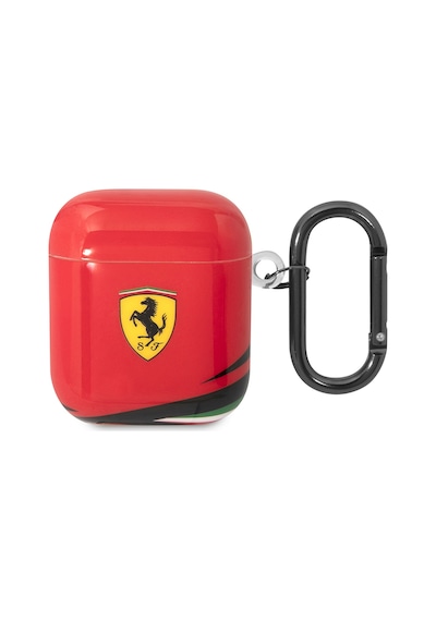 Apple Uyumlu AirPods Kılıf Ferrari Lisanslı Iml Baskılı Klasik Logolu Kılıf Kırmızı