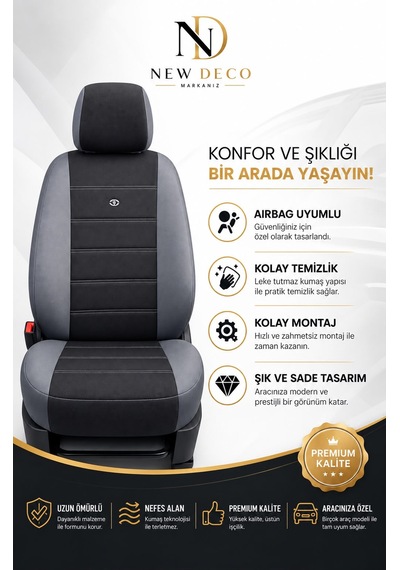 Isuzu D-max Uyumlu Oto Koltuk Kılıfı Tam Set Airbag Uyumlu 4 Mevsim Cotfit Serisi 23247966