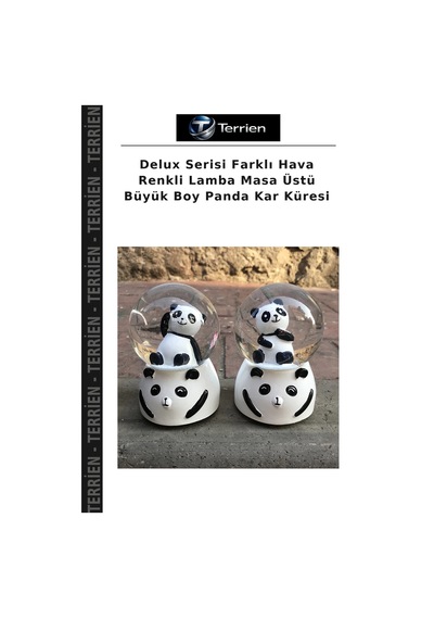 Delux Serisi Farklı Hava Renkli Lamba Masa Üstü Büyük Boy Panda Kar Küresi