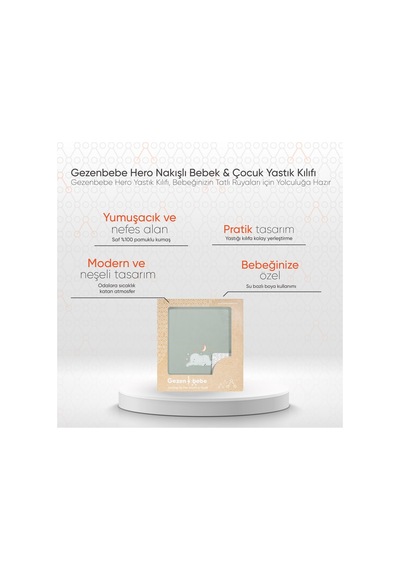 Gezenbebe Hero Nakışlı Bebek Ve Çocuk Yastık Kılıfı 40x60 Mavi