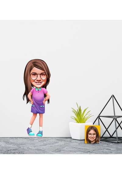 Kişiye Özel Kız Çocuk Karikatürlü Duvar Sticker 50X70CM 3