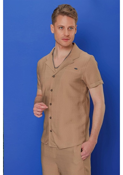 Efor G 1549 Slim Fit Camel Klasik Gömlek Camel