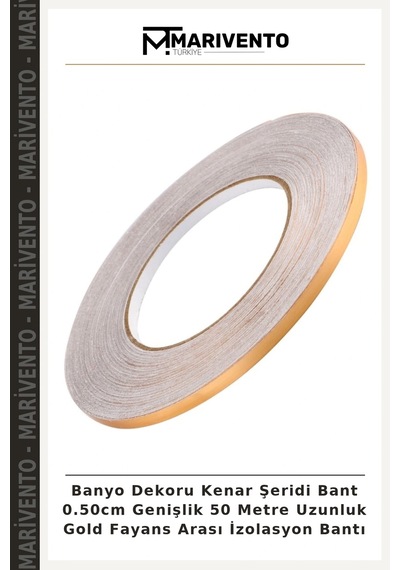 Banyo Dekoru Kenar Şeridi Bant 0.50cm Genişlik 50 Metre Uzunluk Gold Fayans Arası İzolasyon Bantı