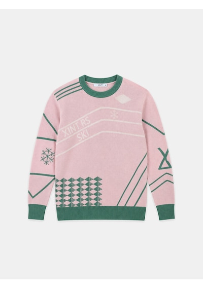Xint Pembe Regular Fit Bisiklet Yaka Yünlü Kazak 801821