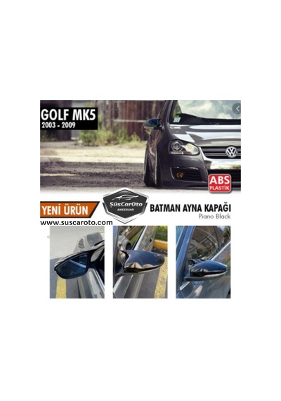 ŞüsCarOto Vw Golf 5 2003-2009 Batman Yarasa Ayna Kapağı Piano Black ABS Plastik (00)