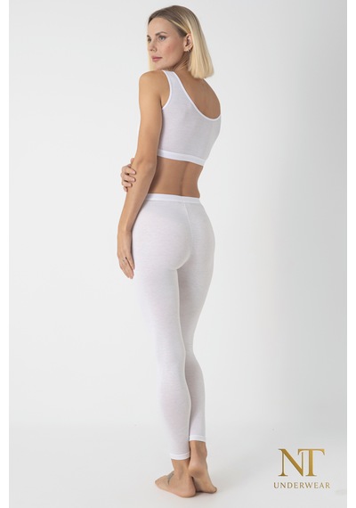 Nt Underwear Kadın Bambu Uzun Tayt Hafif, Rahat, Terletmeyen Beyaz