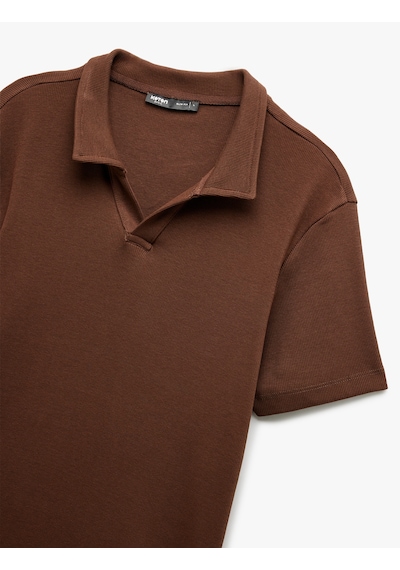 Koton Pamuklu Kısa Kollu Slim Fit Basic Polo Tişört Kahverengi 5sam10026mk Kahve