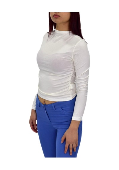 Kadın Lastik Büzgülü Spor Bluz Bgl-st04230 Ekru
