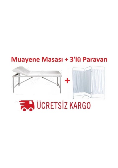 4 Lü Revir Set Muayene Masası Paravan Eskabo Serum Askısı