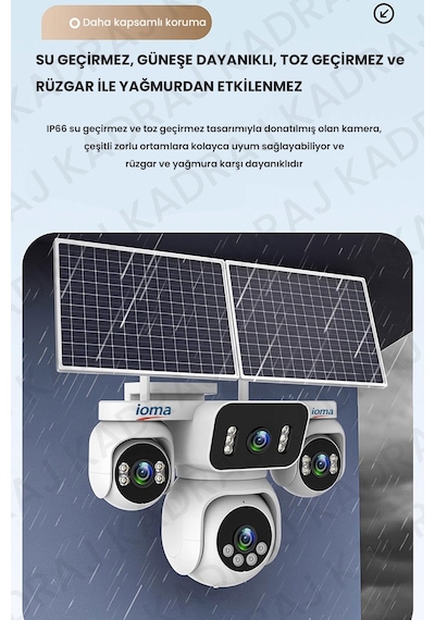 Sim Kartlı Kamera , Güneş Enerjili 4 Kameralı Solar Panelli Kamera , 20000 Mah 2 Solar Panel 4g Ioma