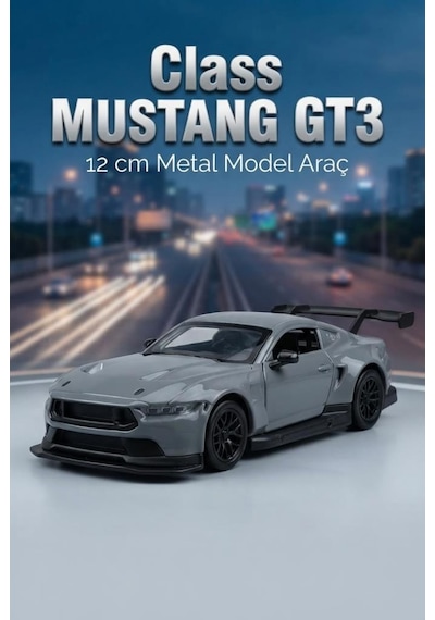 Hobbiez Ford Mustang Gt 3 Kapıları Açılabilir Model Diecast 1/36 Ölçek Metal Standlı Araç