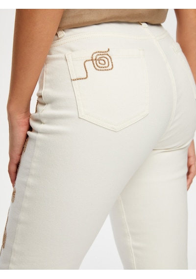 Faik Sönmez Yanları İp Nakışlı Slim Fit Jean Pantolon S25jpn002 Us25jpn00273 Ekru